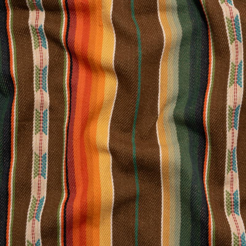 Arizona Brown, Forest and Orange Spools Stripe Cotton Twill