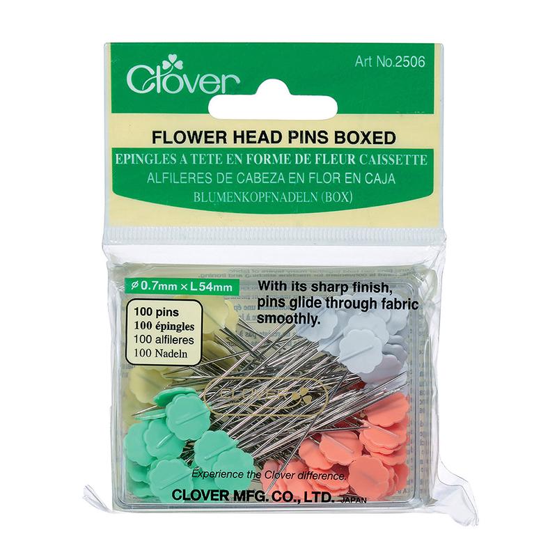 Clover Flower Head Pins Box for Medium Weight Fabrics – 100 ct