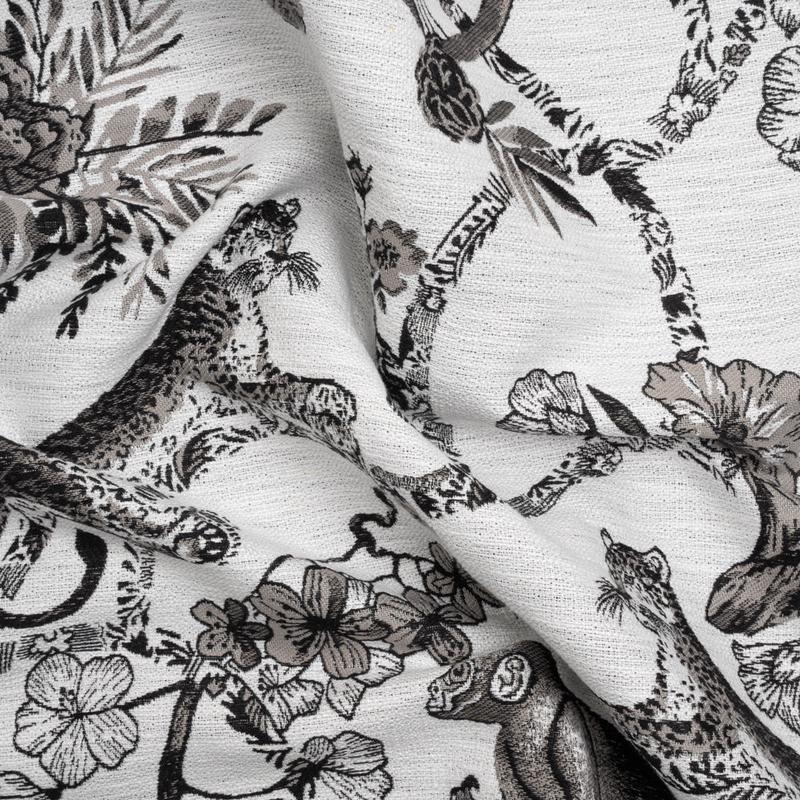 Black Diamond Exotic Pets and Flowers Upholstery Jacquard