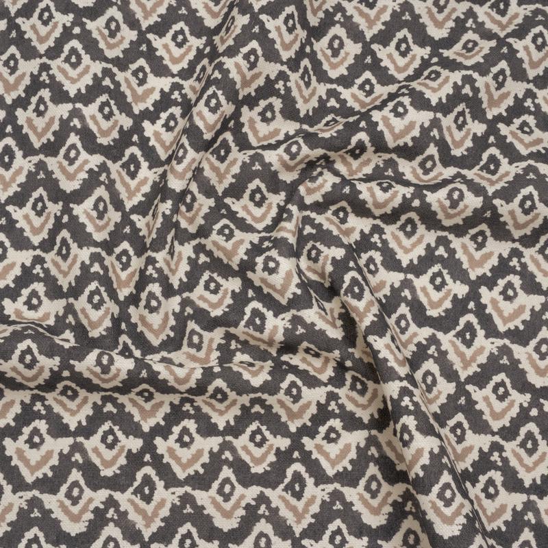 Cotton and Linen Canvas Print – Charcoal Rows of Diamonds – British Imported