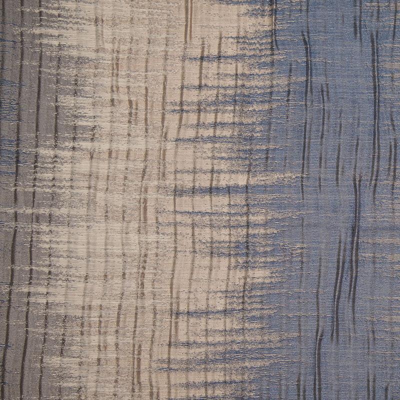 Indian Blue/Beige Geometric Striped Polyester-Cotton Brocade