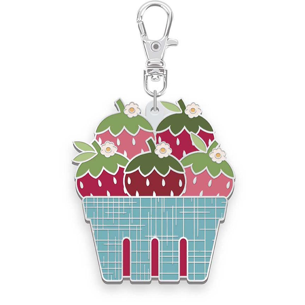 DEAL Lori Holt Farmer's Daughter Enamel Happy Charm ST-46793 Berry Basket - Riley Blake Designs - Strawberries Carton Flowers