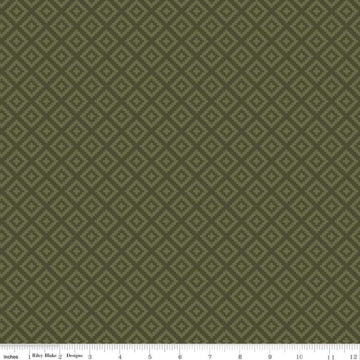 DEAL National Parks Diamonds C15099 Chive - Riley Blake Designs - Geometric - Quilting Cotton Fabric